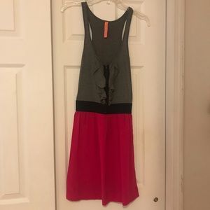 Grey and link racerback dress